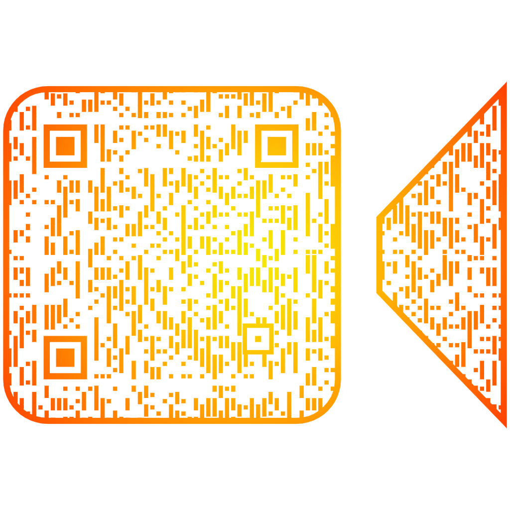 Gradient colored QR Code in the shape of a movie camera.  This links to the demo of Job Packet Printer