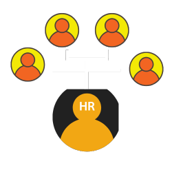 Organization chart with HR at the root