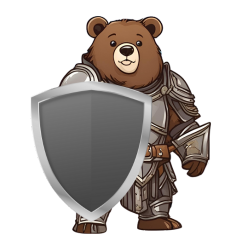 Bear in armor with a shield